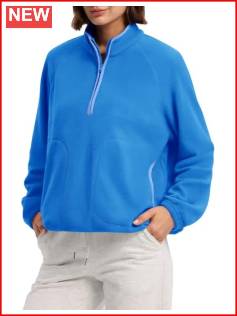 Womens Fleece Half Zip Sweatshirt Sherpa Pullover Jacket